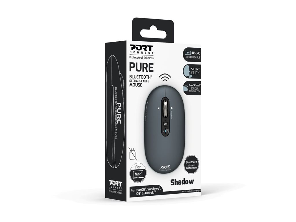 PORT CONNECT Mouse | PURE MAC | Wireless | Bluetooth | Gray