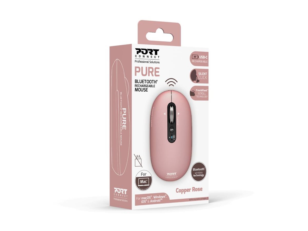 PORT CONNECT Mouse | PURE MAC | Wireless | Bluetooth | Pink