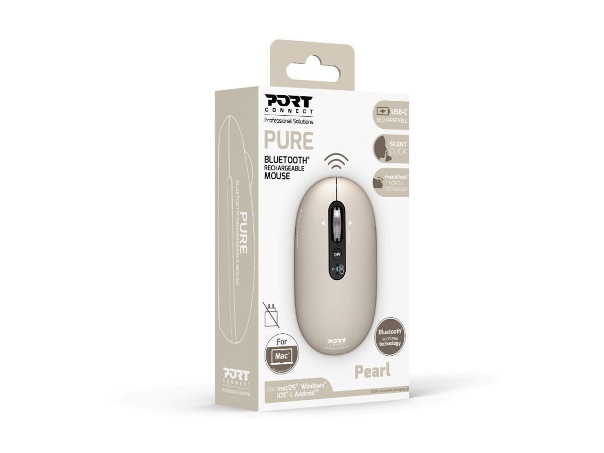PORT CONNECT Mouse | PURE MAC | Wireless | Bluetooth | Beige Perle