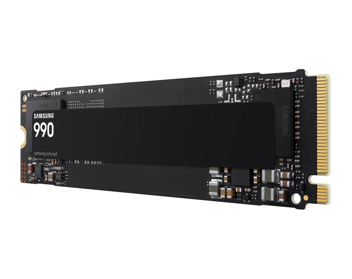 Samsung 990 | 2000 GB | SSD form factor M.2 2280 | Solid-state drive interface PCIe 4.0 x4 NVMe | Read speed 7250 MB/s | Write speed 6450 MB/s