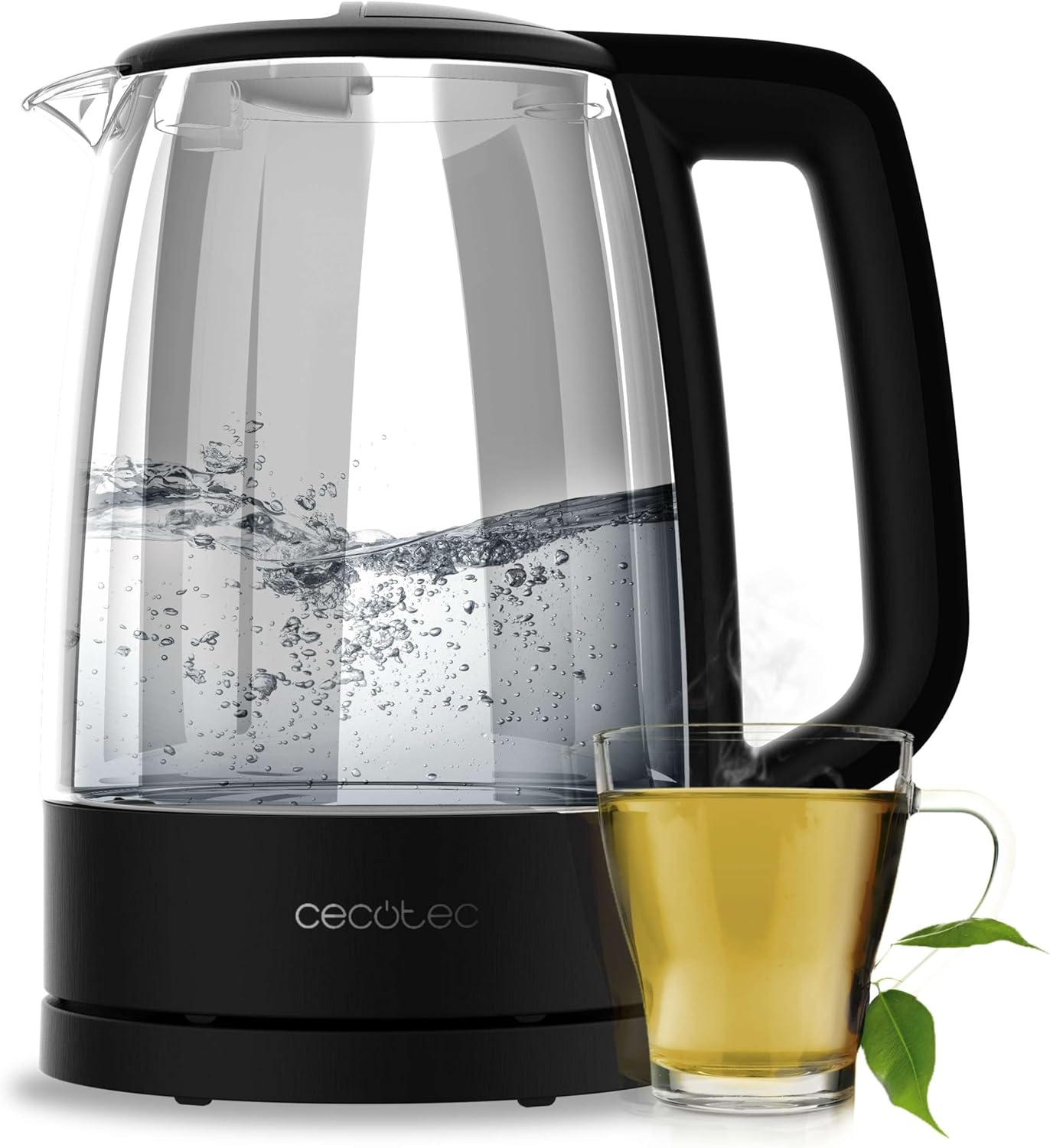 Cecotec Kettle | ThermoSense 320 Clear | 2200 W | Electric | 1.7 L | Glass | 360° rotational base | Black/Transparent