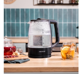 Cecotec Kettle | ThermoSense 320 Clear | 2200 W | Electric | 1.7 L | Glass | 360° rotational base | Black/Transparent
