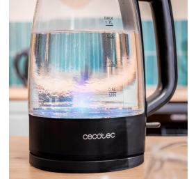Cecotec Kettle | ThermoSense 320 Clear | 2200 W | Electric | 1.7 L | Glass | 360° rotational base | Black/Transparent