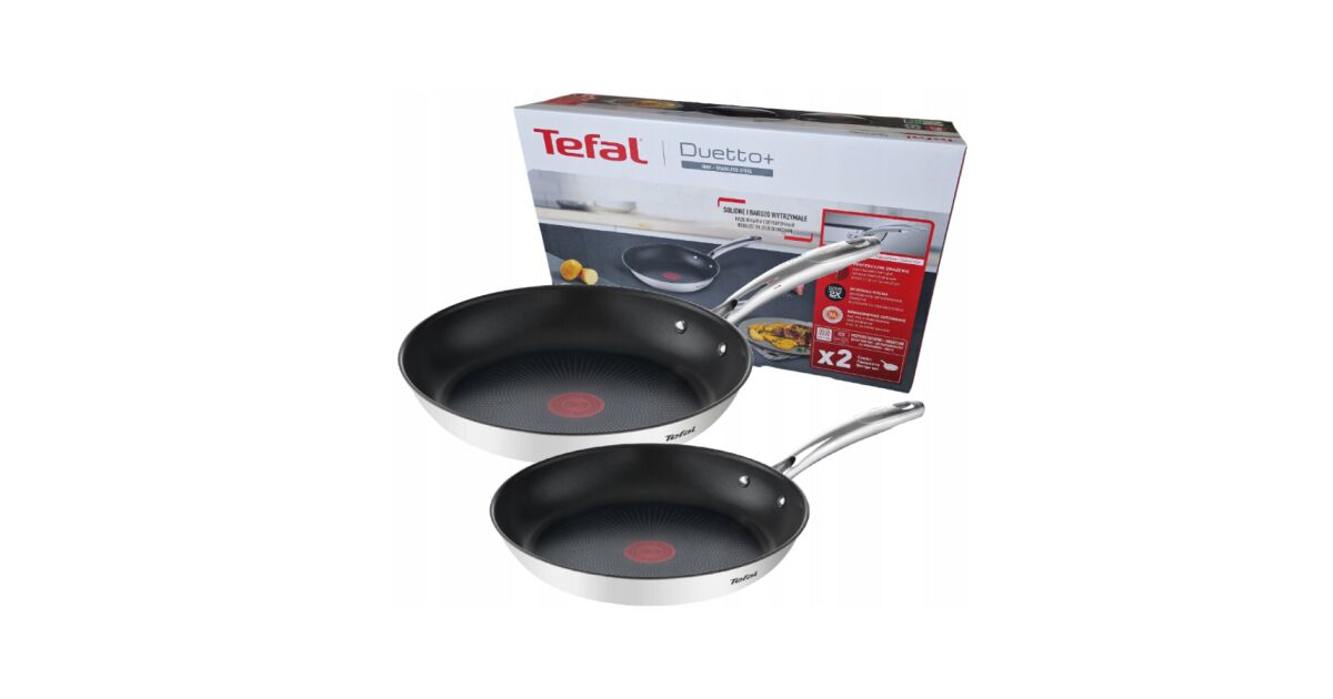 TEFAL | Pan set | Duetto+ G732S255 | Frying | Diameter 24/28 cm | Halogen, induction, ceramic glass, gas, electric | Suitable for induction hob | Black | Fixed handle