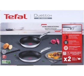 TEFAL | Pan set | Duetto+ G732S255 | Frying | Diameter 24/28 cm | Halogen, induction, ceramic glass, gas, electric | Suitable for induction hob | Black | Fixed handle