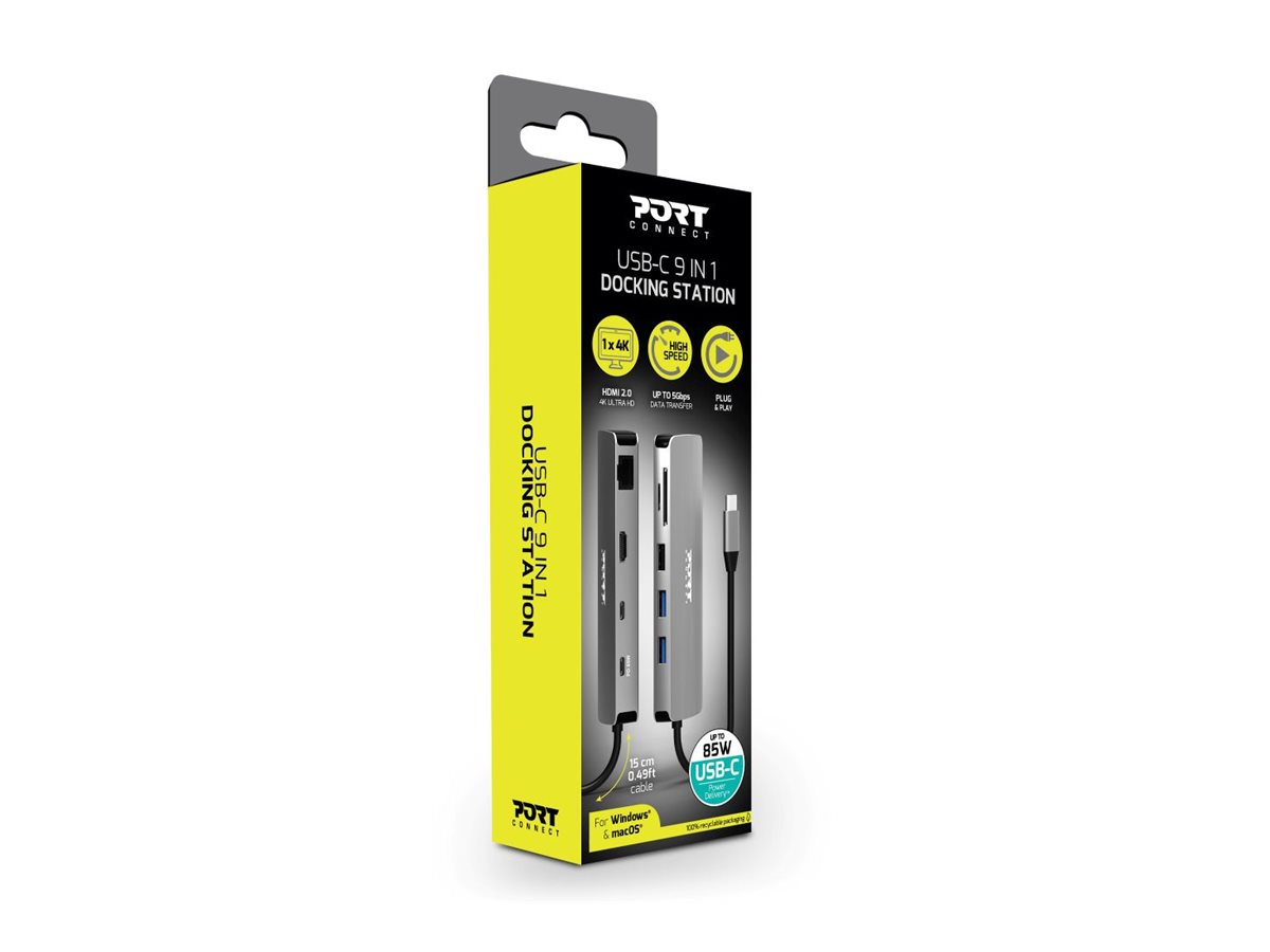 PORT DESIGNS Docking Type C 9 In 1 - 1 X 4K HDMI - Pd 85W - Retail Btoc Only | PORT CONNECT