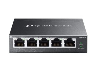 TP-LINK | Omada 5-Port Gigabit Easy Managed Switch with 4-Port PoE+ | ES205GP | Desktop/Wall mountable