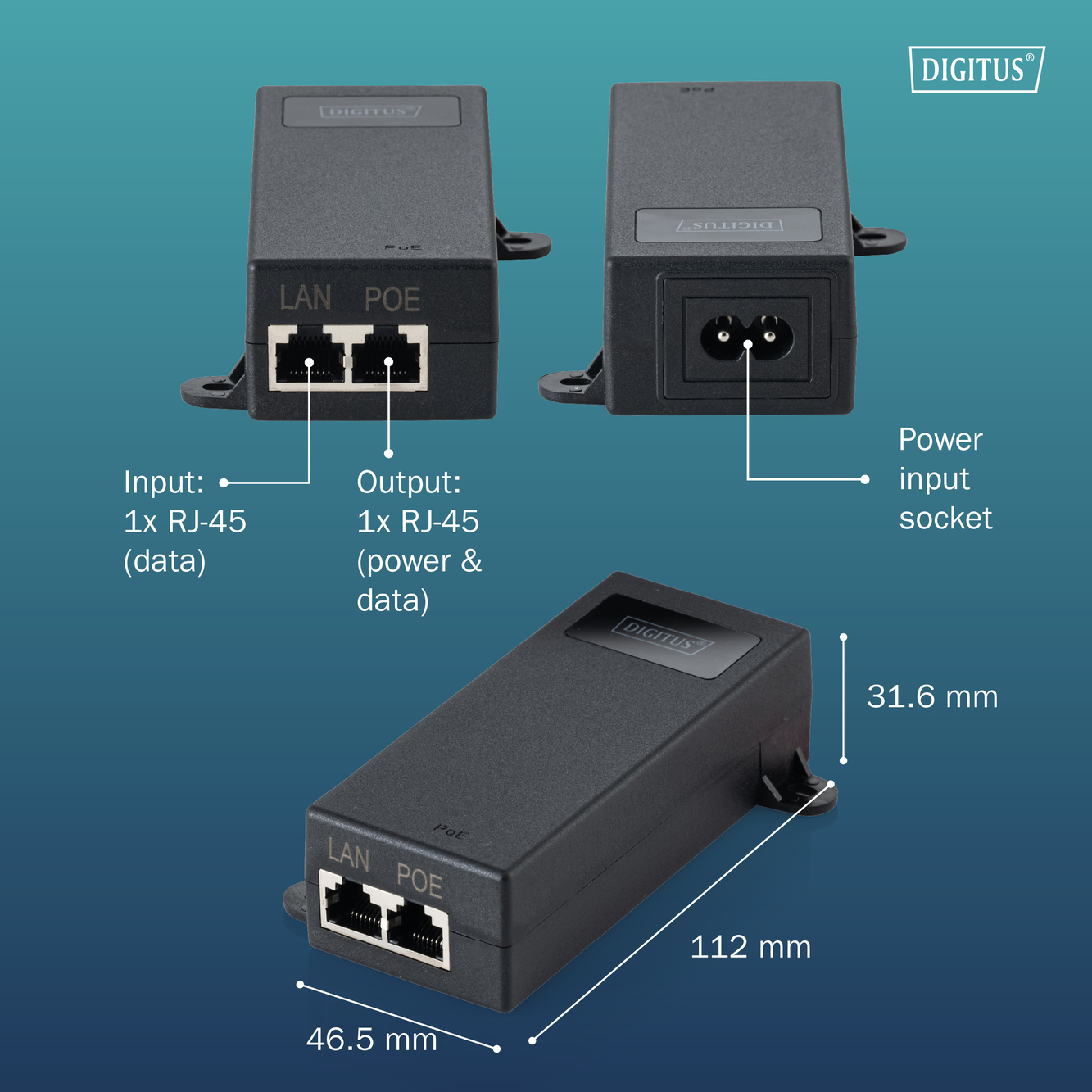 Digitus Gigabit Ethernet PoE++ injector, 802.3bt | DN-95104-1
