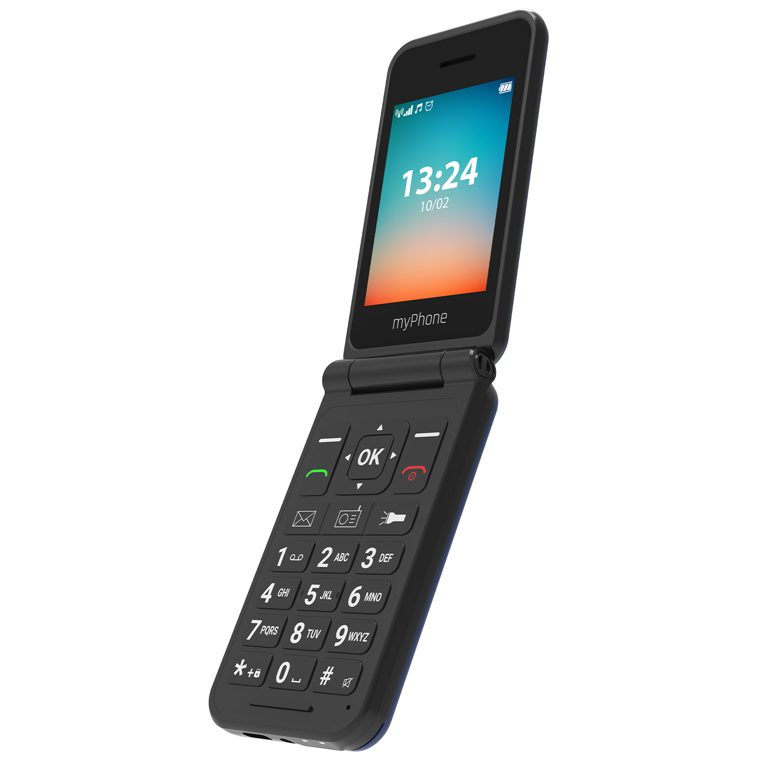 myPhone Flip | LTE | Navy Blue | 2.8 " | TFT | 48 MB | 128 MB | 3G | Bluetooth | 2.1 | USB version Type-C | Built-in camera | Main camera resolution 1.3 MP | 1000 mAh