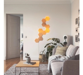 Nanoleaf | Elements Wood Look Hexagons Starter Kit (7 panels) | Cool White + Warm White