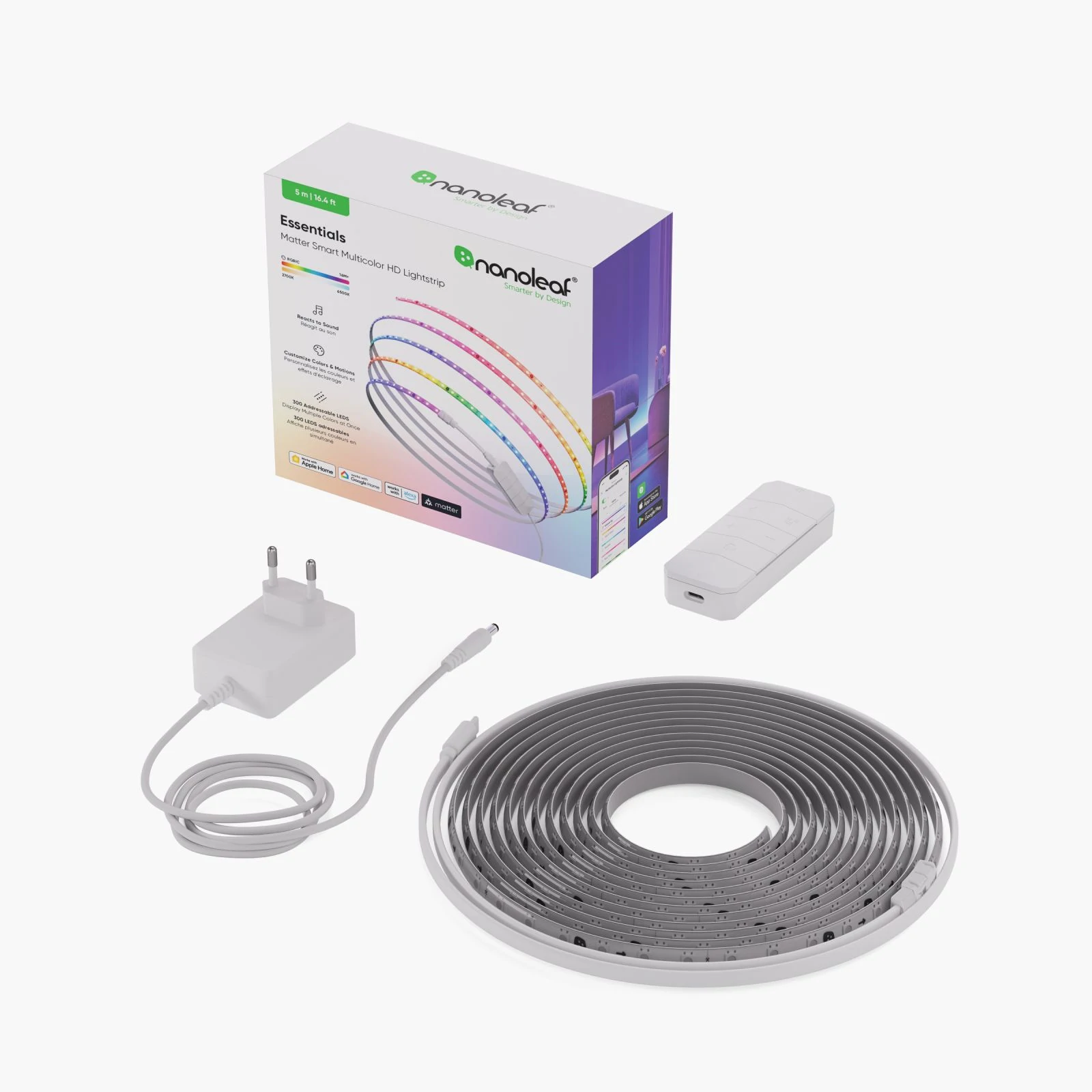 Nanoleaf Essentials Matter Smart Addressable Multicolour HD Lightstrip 5m 300 LEDs | 16M+