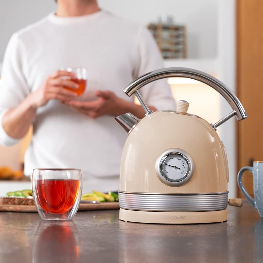 Cecotec Kettle | ThermoSense 420 Vintage | 2200 W | Electric | 1.8 L | Stainless steel | 360° rotational base | Light Beige