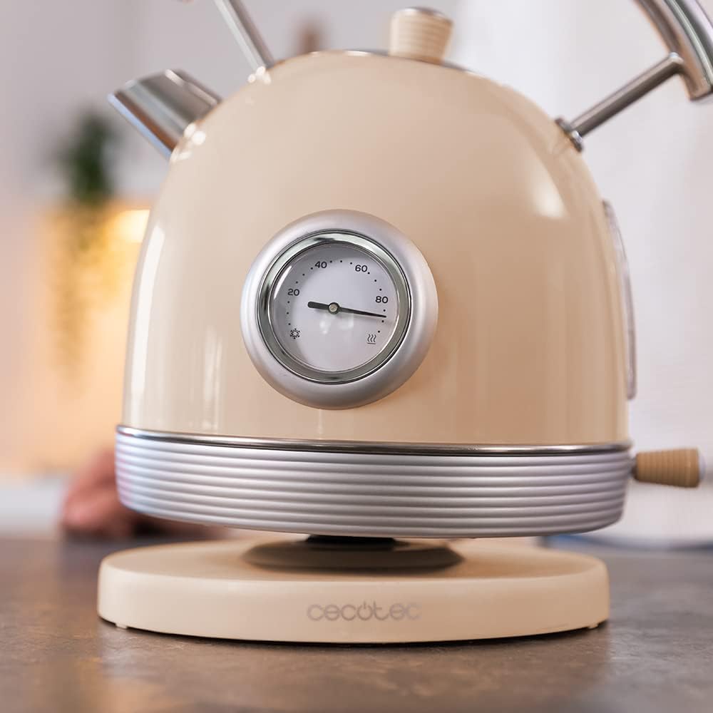Cecotec Kettle | ThermoSense 420 Vintage | 2200 W | Electric | 1.8 L | Stainless steel | 360° rotational base | Light Beige