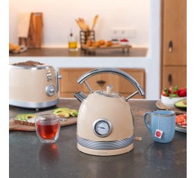 Cecotec Kettle | ThermoSense 420 Vintage | 2200 W | Electric | 1.8 L | Stainless steel | 360° rotational base | Light Beige