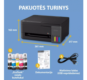 Epson EcoTank L3351 Spausdintuvas rašalinis spalvotas MFP A4 33 ppm USB Wi-Fi