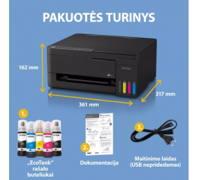 Epson EcoTank L3352 Spausdintuvas rašalinis spalvotas MFP A4 33 ppm USB Wi-Fi