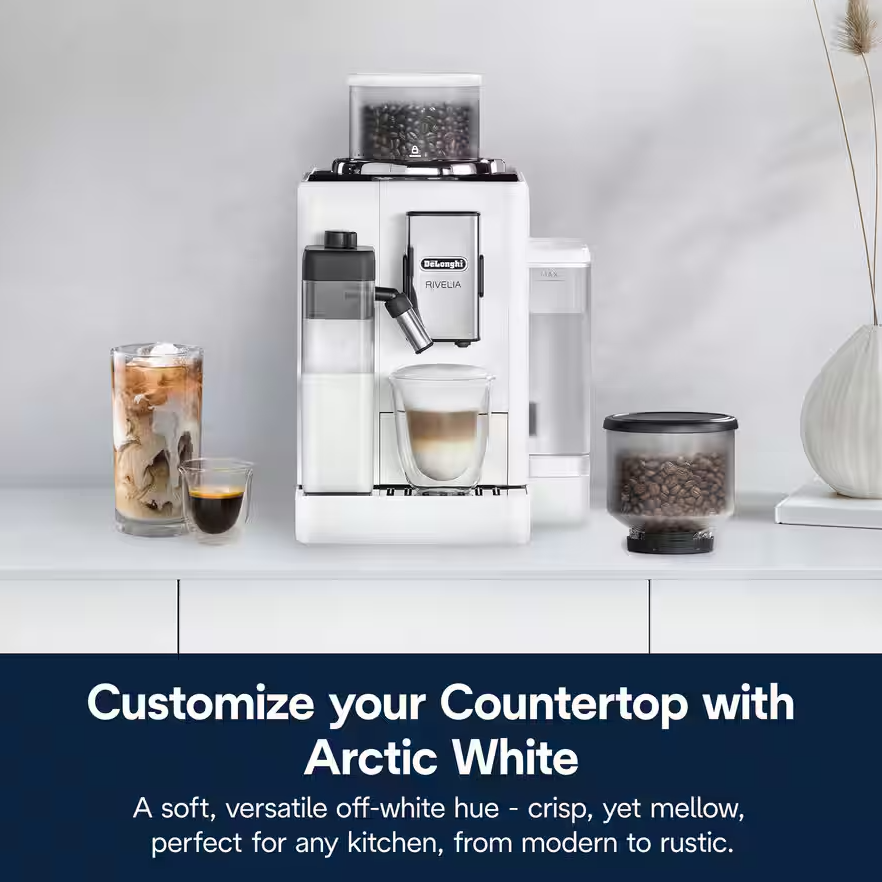 Delonghi | Coffee maker | Rivelia EXAM440.55.W | Pump pressure 19 bar | Built-in milk frother | Fully Automatic | 1450 W | Arctic White