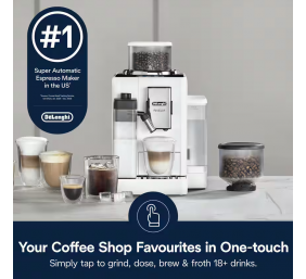 Delonghi | Coffee maker | Rivelia EXAM440.55.W | Pump pressure 19 bar | Built-in milk frother | Fully Automatic | 1450 W | Arctic White