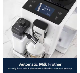 Delonghi | Coffee maker | Rivelia EXAM440.55.W | Pump pressure 19 bar | Built-in milk frother | Fully Automatic | 1450 W | Arctic White