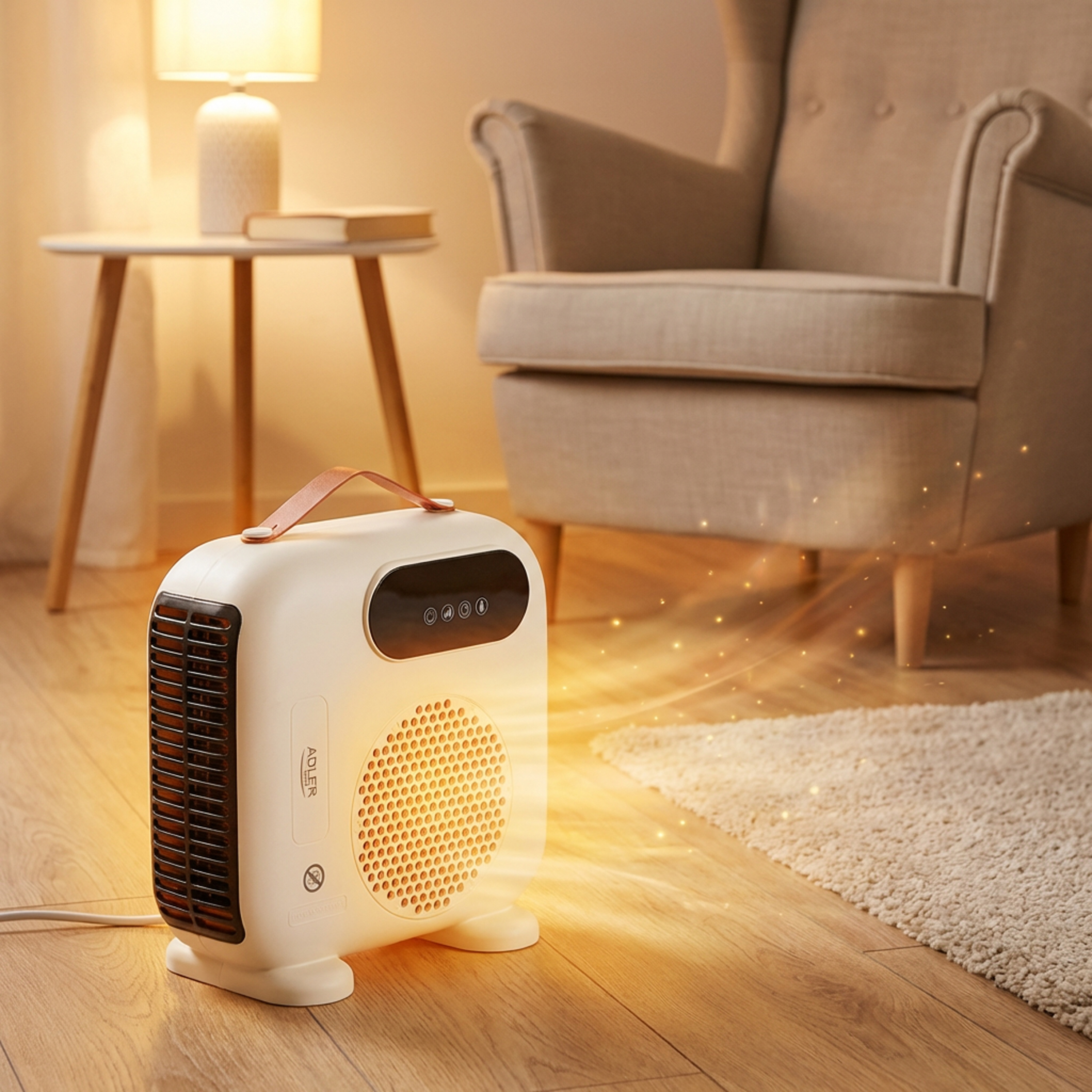Adler LED Fan Heater with Remote Control | AD 7756 | Fan heater | 2000 W | Beige | IPX0