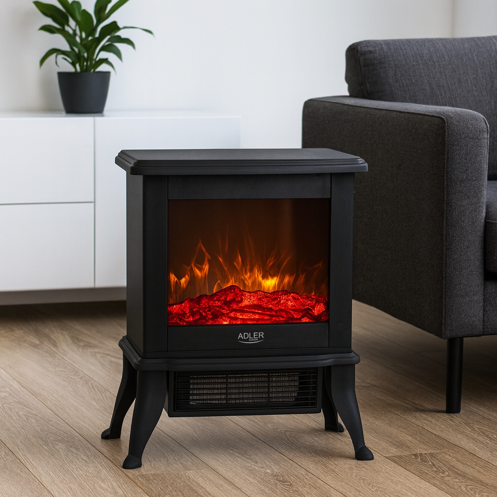 Adler Electric Fireplace | AD 7754 | Ceramic | 1800 W | Number of power levels 2 | Black