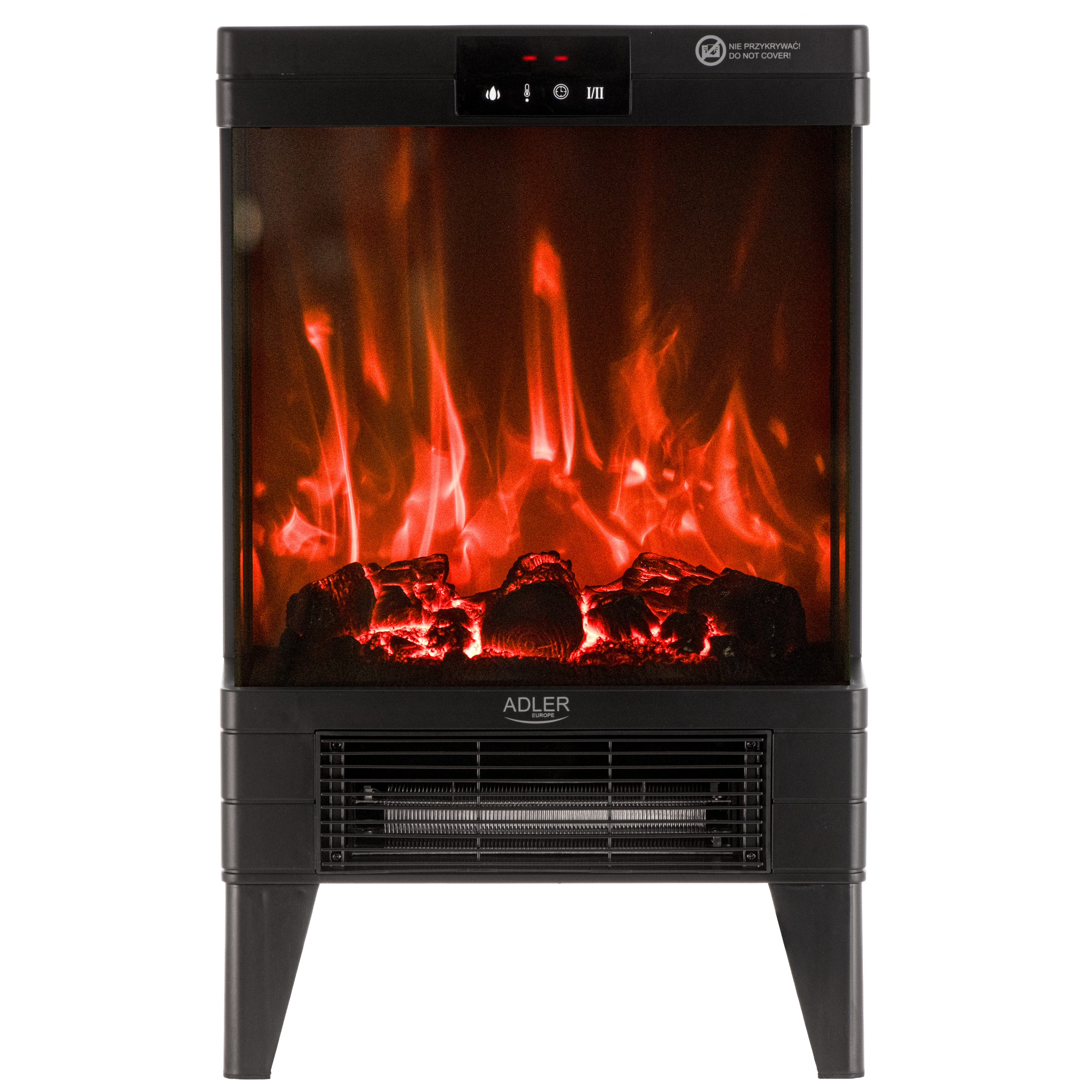 Adler LED electric fireplace with remote control | AD 7755 | Ceramic Heater | 2000 W | Number of power levels 2 | Black