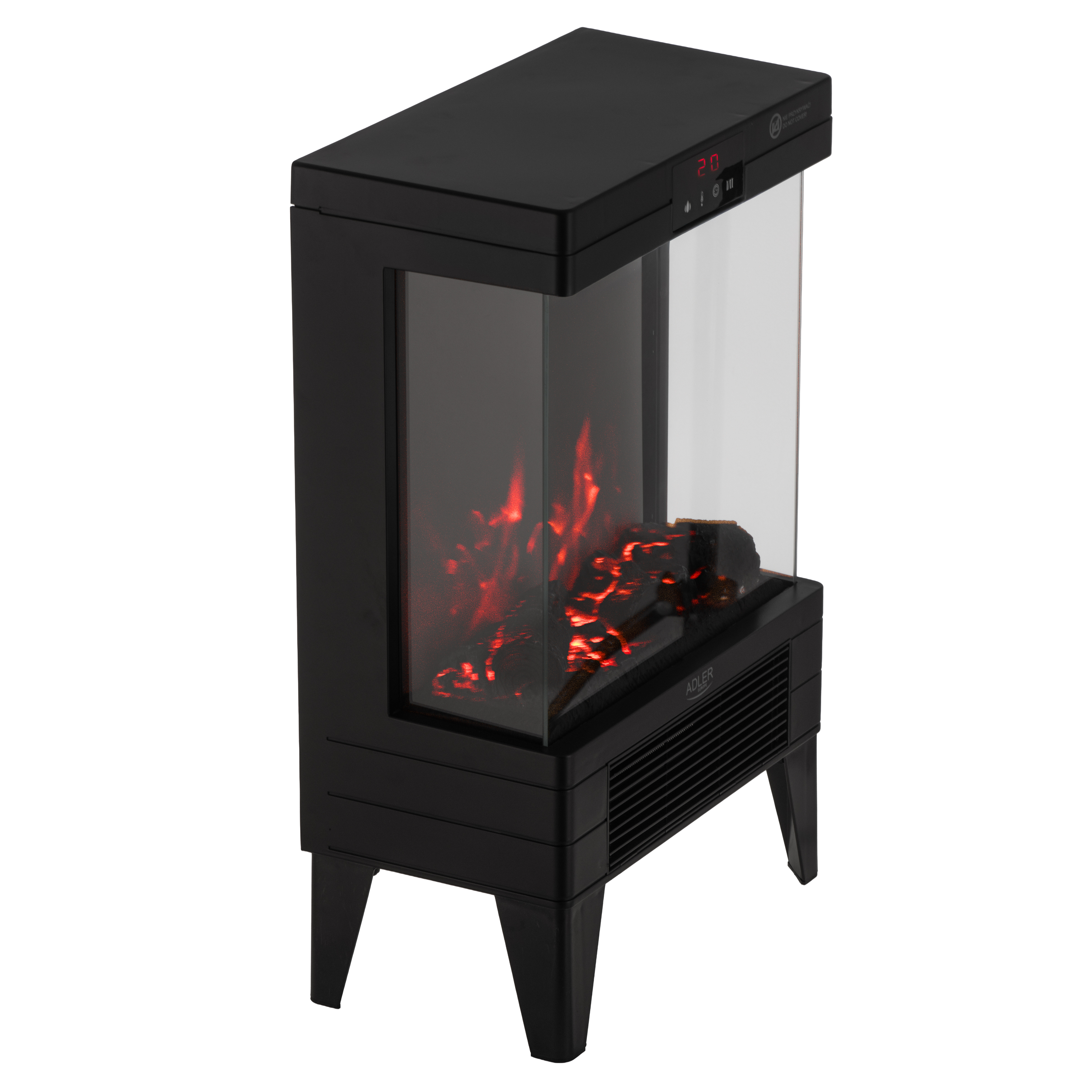 Adler LED electric fireplace with remote control | AD 7755 | Ceramic Heater | 2000 W | Number of power levels 2 | Black