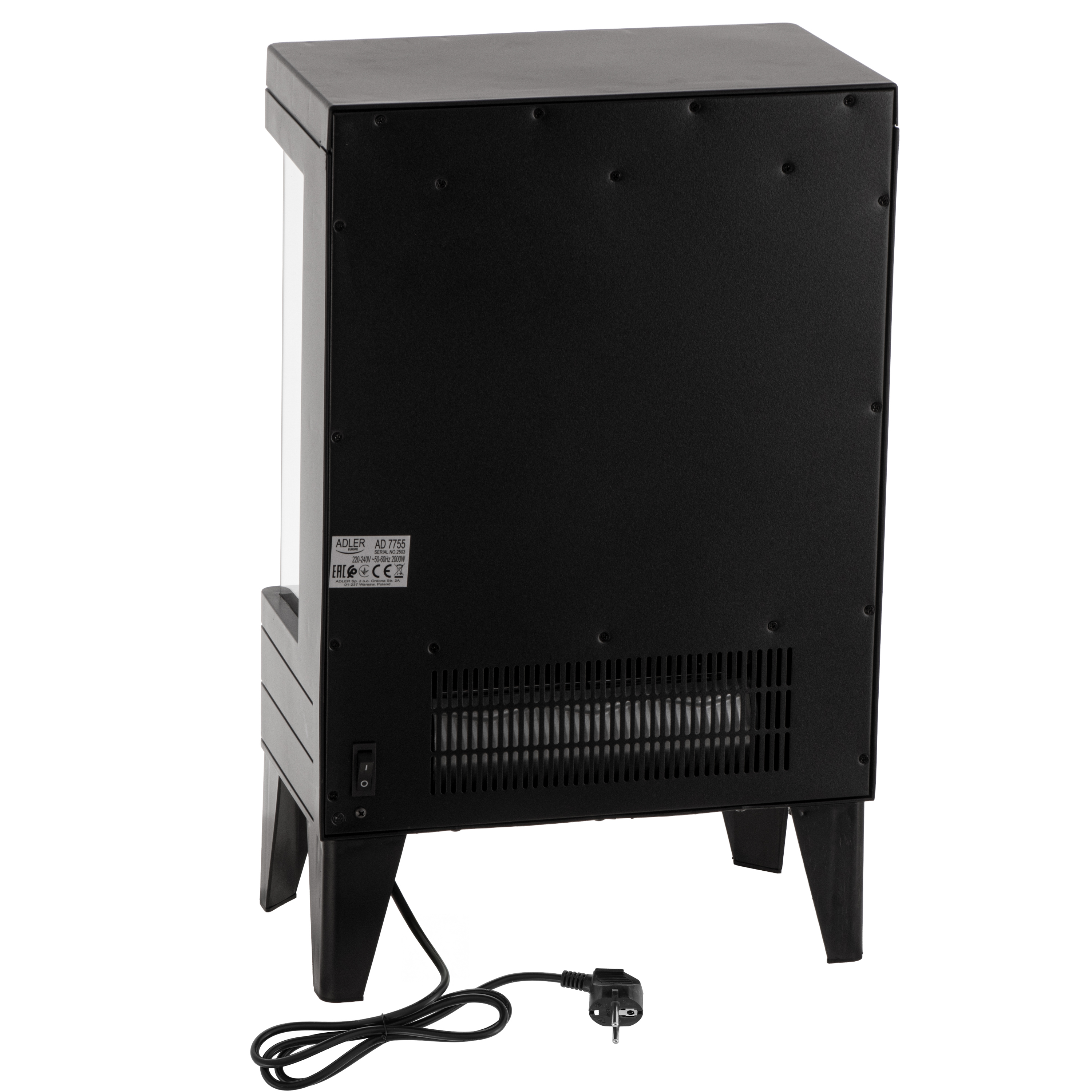 Adler LED electric fireplace with remote control | AD 7755 | Ceramic Heater | 2000 W | Number of power levels 2 | Black