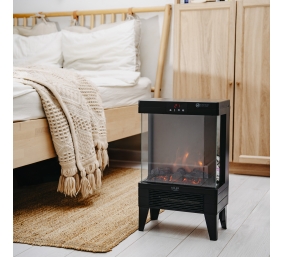 Adler LED electric fireplace with remote control | AD 7755 | Ceramic Heater | 2000 W | Number of power levels 2 | Black