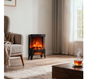 Adler LED electric fireplace with remote control | AD 7755 | Ceramic Heater | 2000 W | Number of power levels 2 | Black