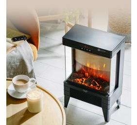 Adler LED electric fireplace with remote control | AD 7755 | Ceramic Heater | 2000 W | Number of power levels 2 | Black