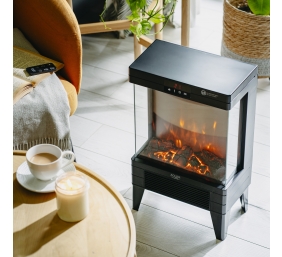 Adler LED electric fireplace with remote control | AD 7755 | Ceramic Heater | 2000 W | Number of power levels 2 | Black