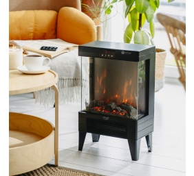 Adler LED electric fireplace with remote control | AD 7755 | Ceramic Heater | 2000 W | Number of power levels 2 | Black