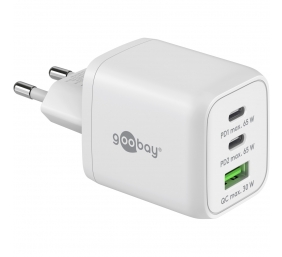 Goobay 65 W USB-C PD GaN Multiport Fast Charger Nano, White | Goobay | 65 W USB-C PD GaN Multiport Fast Charger Nano