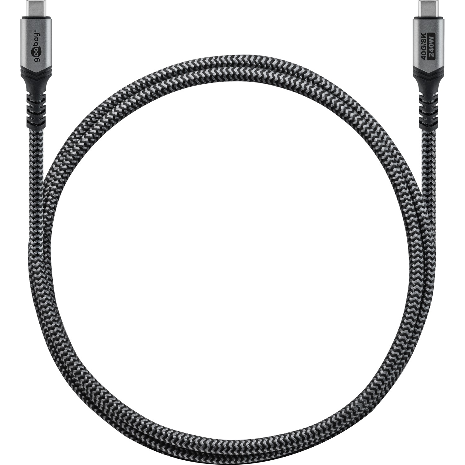 Goobay USB-C Cable, USB4, 1.8 m, bBack/Silver | USB-C to USB-C
