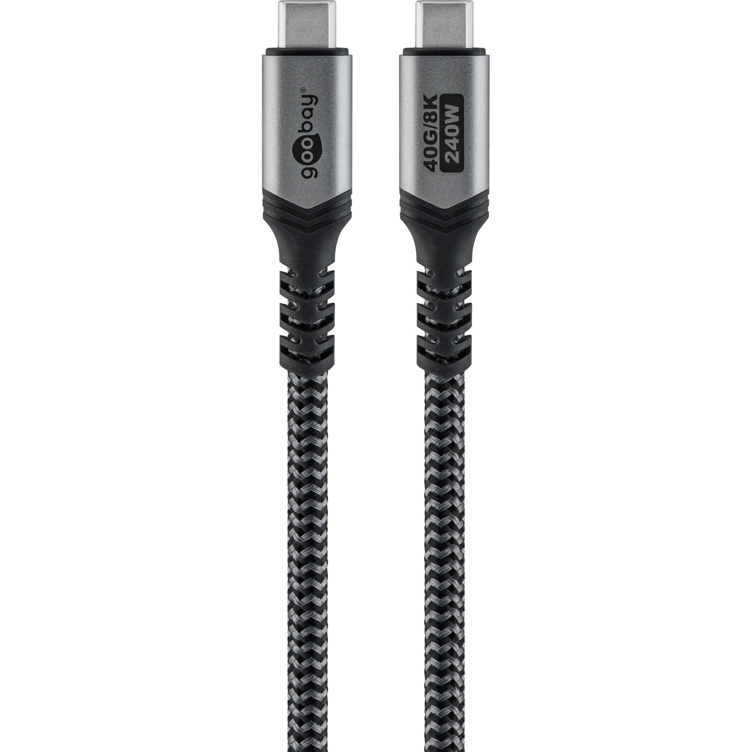Goobay USB-C Cable, USB4, 1.8 m, bBack/Silver | USB-C to USB-C