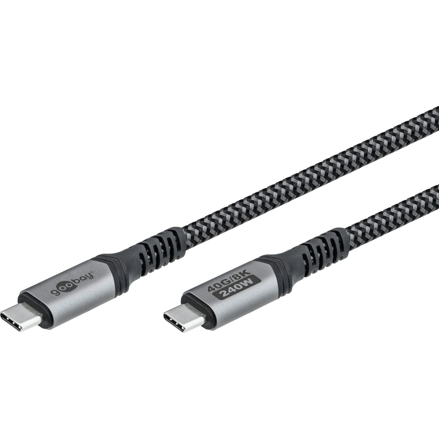 Goobay USB-C Cable, USB4, 1.8 m, bBack/Silver | USB-C to USB-C