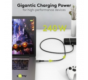 Goobay USB-C Cable, USB4, 1.8 m, bBack/Silver | USB-C to USB-C
