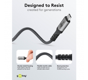 Goobay USB-C Cable, USB4, 1.8 m, bBack/Silver | USB-C to USB-C