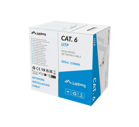 Lanberg Lan Cable Cat.6 UTP 305M Solid CU LSZH Grey CPR+ Fluke Passed | LCU6L-11CU-0305-S