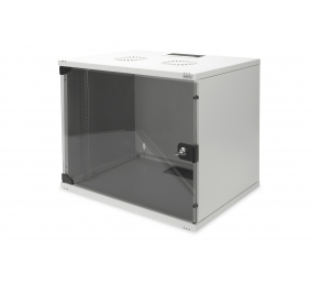 Digitus | 9U wall mounting cabinet | DN-19 09-U-S-1 | Grey | Safety class rating IP20. Lockable safety-glass door. 200° door opening angle. Front door: Glass door, single opening. Unmounted 460x540x400 mm. SOHO