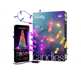 Twinkly Candies 100 Candle-shaped RGB LEDs, Clear Wire, USB-C