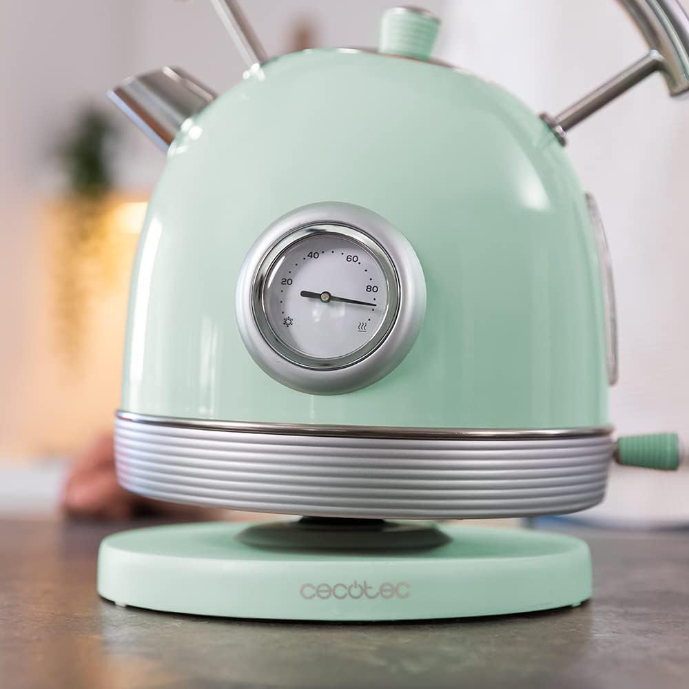 Cecotec Kettle | ThermoSense 420 Vintage | 2200 W | Electric | 1.8 L | Stainless steel | 360° rotational base | Light Green