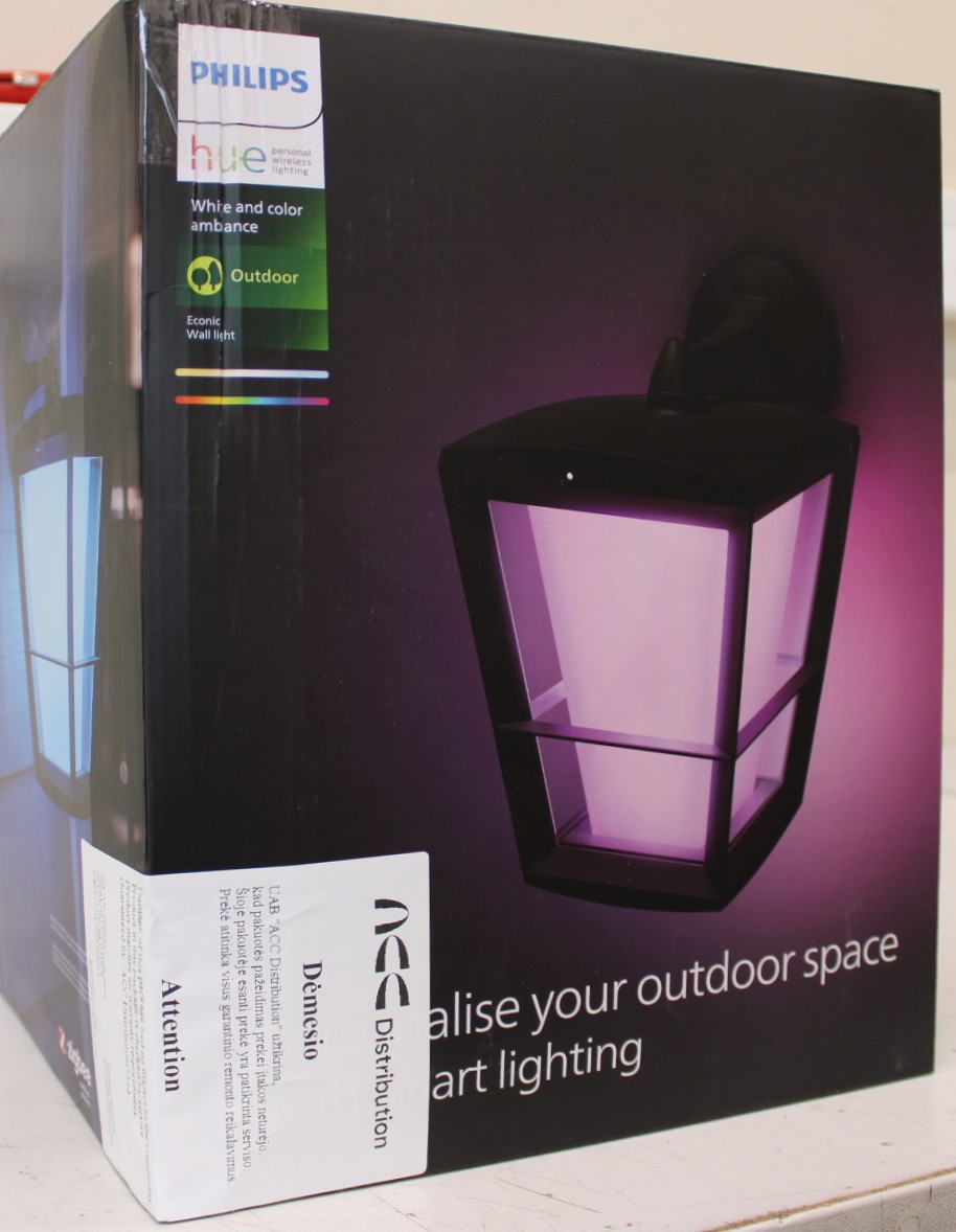 SALE OUT. | Philips Hue WCA Econic Outdoor Wall Lantern | 15 W | 2000-6500 Hue White Colour Ambiance | DAMAGED PACKAGING | 24 month(s)