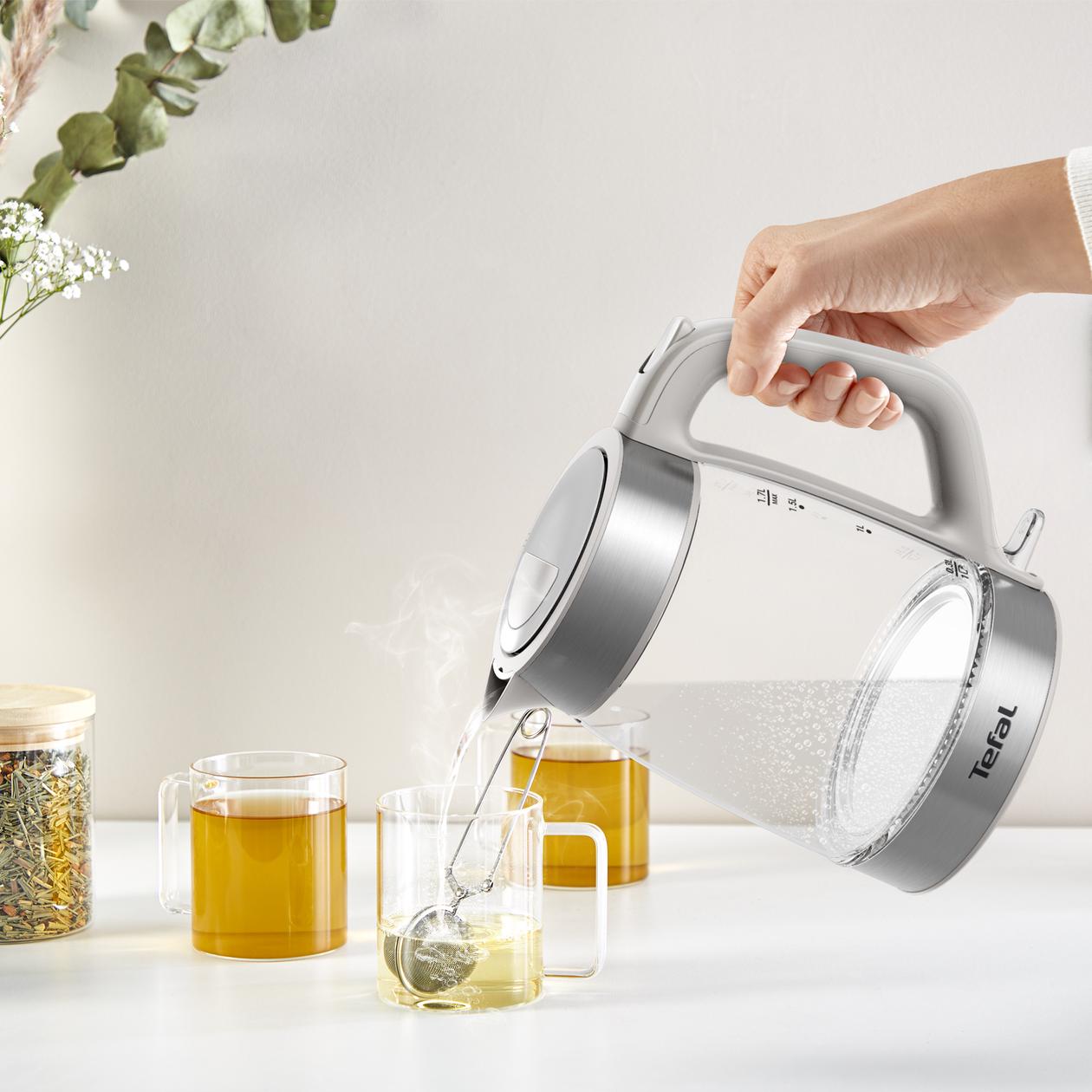 TEFAL Kettle | KI605B30 | 2200 W | Electric | 1.7 L | Glass | 360° rotational base | Grey