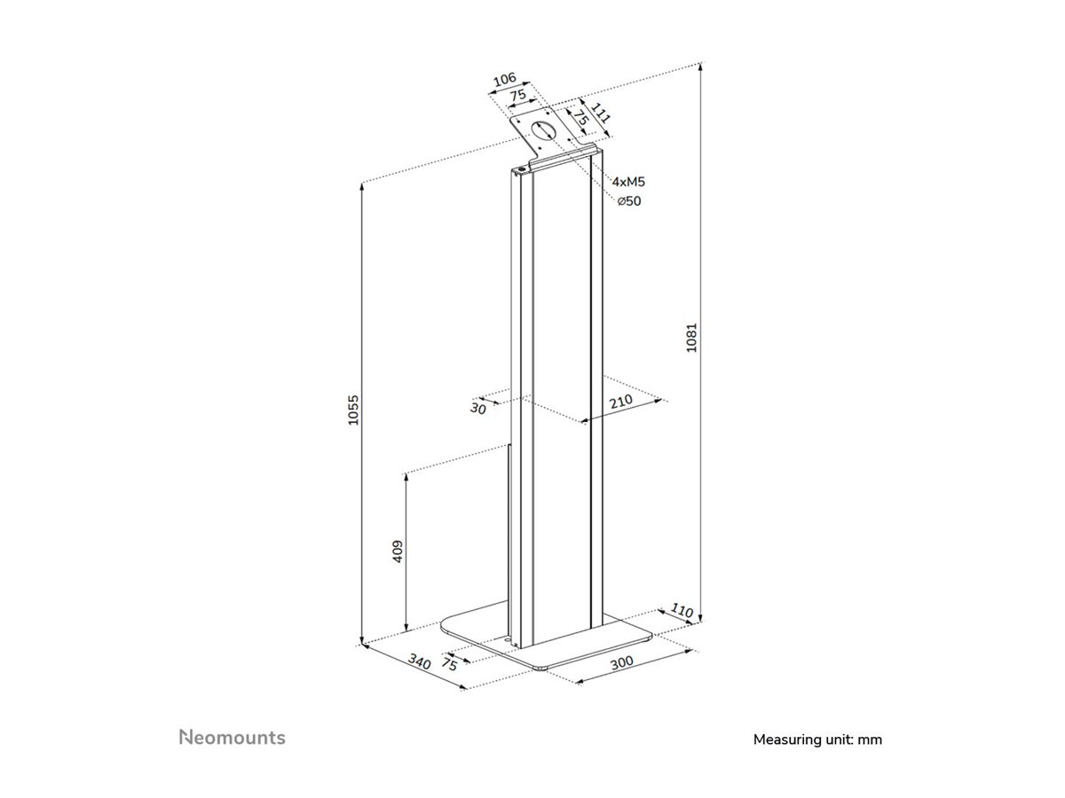 Neomounts Floor stand | FL15-628BL1 | Fixed | Maximum weight (capacity) 3 kg | Black