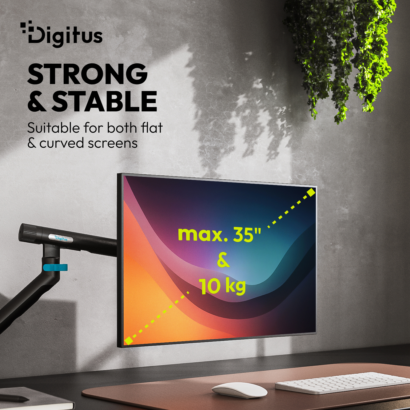 Digitus Desk Mount | Tilt, rotation, pivot | Single design monitor mount | 35 " | Maximum weight (capacity) 10 kg | Black
