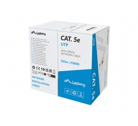Lanberg Lan Cable CAT.5E UTP Solid CU LSZH Grey CPR + Fluke Passed, 305 m | LCU5L-11CU-0305-S