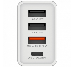 Verbatim 49701 USB Įkroviklis 30W 4-Port USB-A, USB-C, EU Plug, Balta