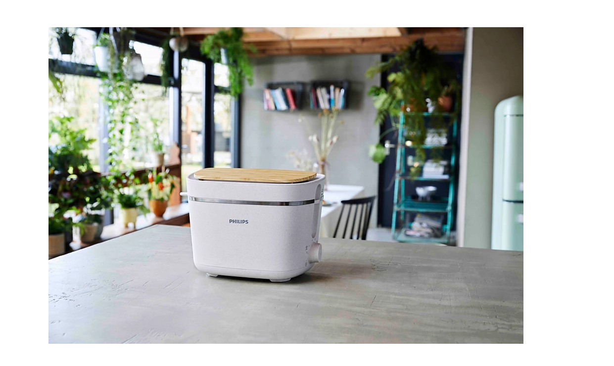 Philips | Toaster | HD2640/10 Eco Conscious Edition | Power 830 W | Number of slots 2 | Housing material 100% Bio-based plastic | Silk White Matt